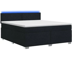 Lova su čiužiniu ir LED apšvietimu Juoda 140 x 200 cm Audinys