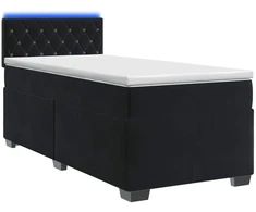 Lova su čiužiniu ir LED apšvietimu Juoda 90 x 200 cm Aksomas