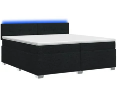 Lova su čiužiniu ir LED apšvietimu Juoda 200 x 200 cm Audinys