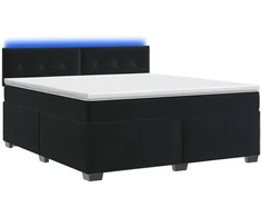 Lova su čiužiniu ir LED apšvietimu Juoda 160 x 200 cm Aksomas