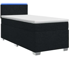Lova su čiužiniu ir LED apšvietimu Juoda 90 x 200 cm Audinys
