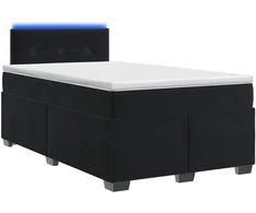 Lova su čiužiniu ir LED apšvietimu Juoda 120 x 190 cm Aksomas