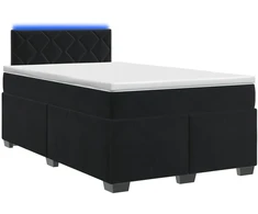 Lova su čiužiniu ir LED apšvietimu Juoda 120 x 190 cm Aksomas