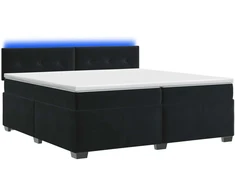 Lova su čiužiniu ir LED apšvietimu Juoda 200 x 200 cm Aksomas