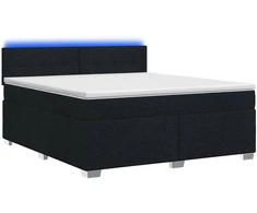 Lova su čiužiniu ir LED apšvietimu Juoda 140 x 190 cm Audinys