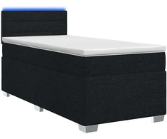 Lova su čiužiniu ir LED apšvietimu Juoda 90 x 200 cm Audinys