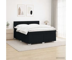 Lova su čiužiniu ir LED apšvietimu Juoda 160 x 200 cm Audinys