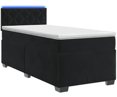 Lova su čiužiniu ir LED apšvietimu Juoda 90 x 200 cm Aksomas