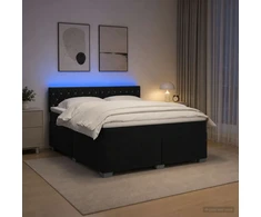 Lova su čiužiniu ir LED apšvietimu Juoda 140 x 200 cm Aksomas