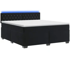 Lova su čiužiniu ir LED apšvietimu Juoda 180 x 200 cm Aksomas