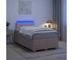 Lova su čiužiniu ir LED apšvietimu Kreminė 120 x 190 cm Audinys