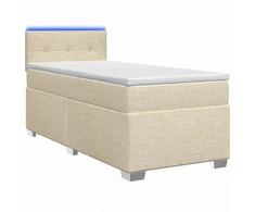 Lova su čiužiniu ir LED apšvietimu Kreminė 90 x 200 cm Audinys