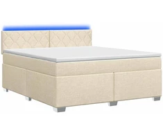 Lova su čiužiniu ir LED apšvietimu Kreminė 160 x 200 cm Audinys