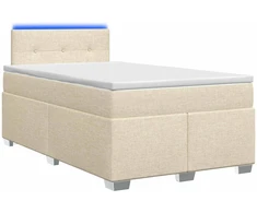 Lova su čiužiniu ir LED apšvietimu Kreminė 120 x 200 cm Audinys