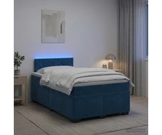 Lova su čiužiniu ir LED apšvietimu Mėlyna 120 x 200 cm Aksomas