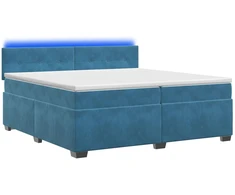 Lova su čiužiniu ir LED apšvietimu Mėlyna 200 x 200 cm Aksomas