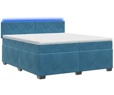 Lova su čiužiniu ir LED apšvietimu Mėlyna 200 x 200 cm Aksomas