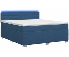 Lova su čiužiniu ir LED apšvietimu Mėlyna 200 x 200 cm Audinys