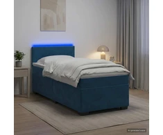 Lova su čiužiniu ir LED apšvietimu Mėlyna 80 x 200 cm Aksomas