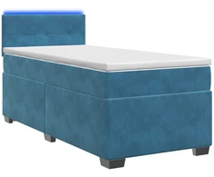 Lova su čiužiniu ir LED apšvietimu Mėlyna 90 x 200 cm Aksomas