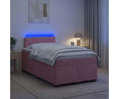 Lova su čiužiniu ir LED apšvietimu Rožinė 120 x 200 cm Aksomas