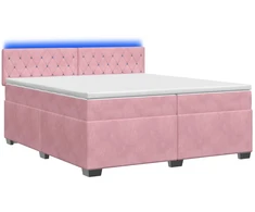 Lova su čiužiniu ir LED apšvietimu Rožinė 200 x 200 cm Aksomas