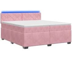 Lova su čiužiniu ir LED apšvietimu Rožinė 200 x 200 cm Aksomas