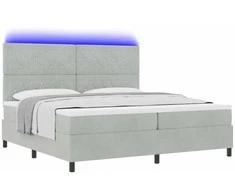 LED Čiužinio Lova Šviesiai pilka 200 x 200 cm Aksomas