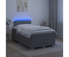 Lova su čiužiniu ir LED apšvietimu Šviesiai pilka 120 x 190 cm