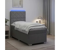 Lova su čiužiniu ir LED apšvietimu Šviesiai pilka 90 x 190 cm