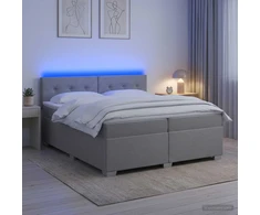 Lova su čiužiniu ir LED apšvietimu Šviesiai pilka 200 x 200 cm