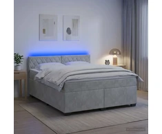 Lova su čiužiniu ir LED apšvietimu Šviesiai pilka 180 x 200 cm
