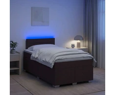 Lova su čiužiniu ir LED apšvietimu Tamsiai rudas 120 x 190 cm