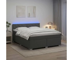 Lova su čiužiniu ir LED apšvietimu Tamsiai pilka 180 x 200 cm