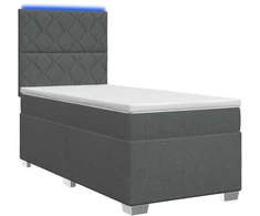 Lova su čiužiniu ir LED apšvietimu Tamsiai pilka 90 x 190 cm