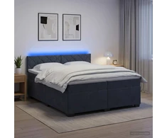 Lova su čiužiniu ir LED apšvietimu Tamsiai pilka 200 x 200 cm