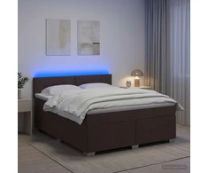 Lova su čiužiniu ir LED apšvietimu Tamsiai rudas 160 x 200 cm