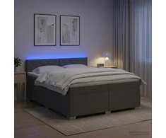 Lova su čiužiniu ir LED apšvietimu Tamsiai pilka 200 x 200 cm