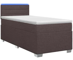 Lova su čiužiniu ir LED apšvietimu Tamsiai rudas 90 x 190 cm