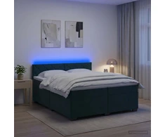 Lova su čiužiniu ir LED apšvietimu Tamsiai žalia 200 x 200 cm