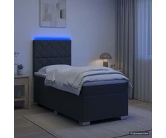 Lova su čiužiniu ir LED apšvietimu Tamsiai pilka 90 x 190 cm