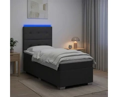 Lova su čiužiniu ir LED apšvietimu Tamsiai pilka 90 x 190 cm