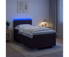 Lova su čiužiniu ir LED apšvietimu Tamsiai rudas 100 x 200 cm
