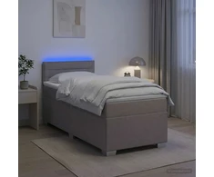 Lova su čiužiniu ir LED apšvietimu Taupe 100 x 200 cm Audinys