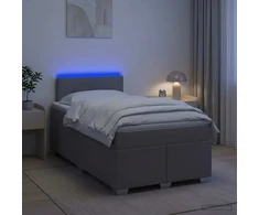 Lova su čiužiniu ir LED apšvietimu Taupe 120 x 190 cm Audinys