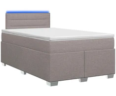 Lova su čiužiniu ir LED apšvietimu Taupe 120 x 190 cm Audinys