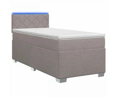 Lova su čiužiniu ir LED apšvietimu Taupe 90 x 200 cm Audinys