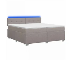 Lova su čiužiniu ir LED apšvietimu Taupe 200 x 200 cm Audinys
