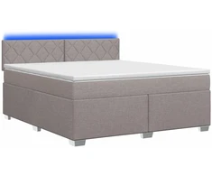 Lova su čiužiniu ir LED apšvietimu Taupe 140 x 190 cm Audinys