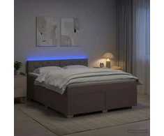 Lova su čiužiniu ir LED apšvietimu Taupe 140 x 200 cm Audinys